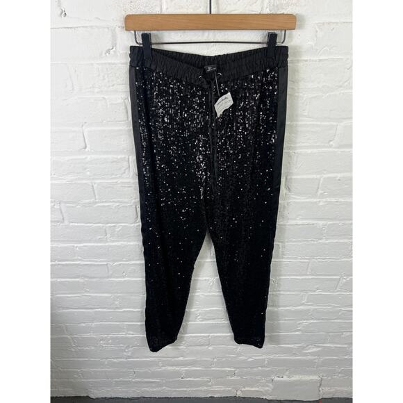 Rachel Zoe Women's Sequined Jogger Pant Drawstring Black Size Small NWT - Picture 1 of 5